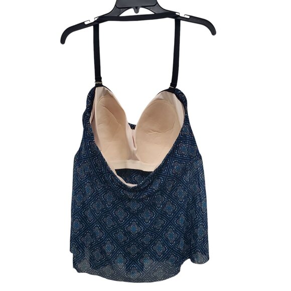 Ava + Viv Womans Blue Multi Ikat Moroccan Print Halter Tankini Swim Top Plus 22W - Picture 6 of 6